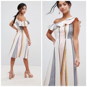 ASOS Striped Off-Shoulder Dress